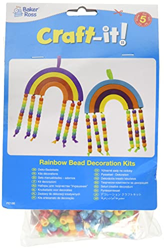 Baker Ross FE186 Regenbogenperlen-Bastelset, 5 Stück, kreative Kunst- und Bastelaktivitäten für Kinder zum Basteln und Dekorieren