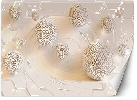Feeby Papier Peint Intisse Illusion 3D Effet 3D Derrière Le Canapé 300x210 cm beige Moderne Panoramique XXL Photo Mural Muraux Chambre Bureau Salle Formes Géométriques Vortex