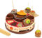Nostalgia Lazy Susan Chocolate & Caramel Apple Party with Heated Fondue Pot, 25 Sticks, Decorating and Toppings Trays, Brown