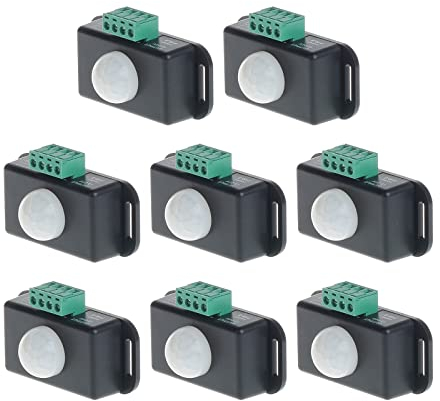Lot de 8 interrupteurs à détecteur de mouvement PIR 12 V 24 V pour bandes LED flexibles, détection infrarouge, fonction minuteur