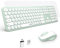 XTREMTEC 2.4G Full Size Wireless Keyboard and Mouse Combo - Ultra Slim Silent Cute Computer Keyboard with USB Receiver for Windows, OS, PC, Desktop, Mac, Tablet US Layout(Green A)