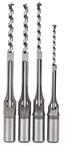Ensemble de 4 forets à Trous carrés pour Le Travail du Bois, scie Cloche carrée - Accessoires pour forets à Bois en Acier à roulement de 6 à 10 mm.