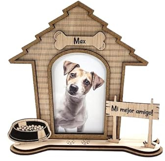 Marco de fotos personalizado para perrito. Marco de madera personalizado con nombre del perro