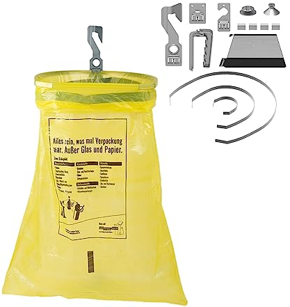 O Spring System 14-teilig für Tüten und Müllsäcke bis zu 120L, Müllsackständer, gelber Sack Ständer, Mülleimer, Müllbeutel Halter, Müllsackhalter, gelber Sack, Halter für Küche, Bad, Garten, Camping