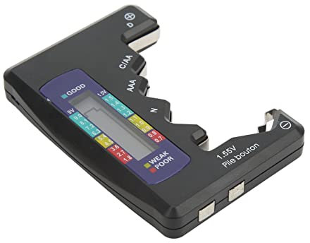 Zerodis Digitaler Batteriekapazitätsprüfer Universal D C N AAA AA 9V 1.5V Button Cell Analyzer Digital Battery Capacity Cell Analyzer Battery Tester Digital (Schwarz)