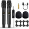 JAMELO Microfono Wireless, Microfono Palmare UHF con Ricevitore Ricaricabile, Sistema Microfonico Wireless Professionale per Karaoke, Canto, Matrimonio, DJ, Discorso (2 Mics)
