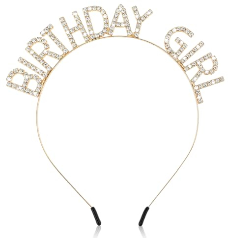 Jeffdad Couronne Anniversaire, Bandeau d'anniversaire Bling Strass Couronne Princesse Birthday Girl Accessoire Happy Birthday Pour Fille Femme Décoration de Fête