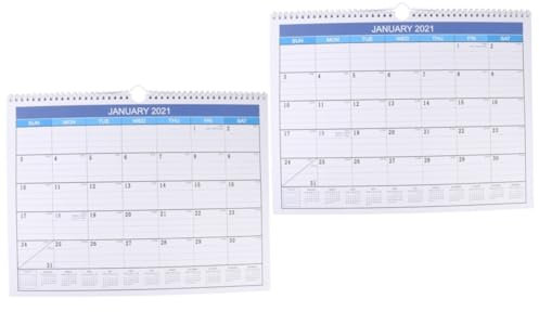 MAGICLULU 2 Stk Kalender Wandplaner 2021 Agenda 2021 Planer Täglich Memo Spule Papier Foto