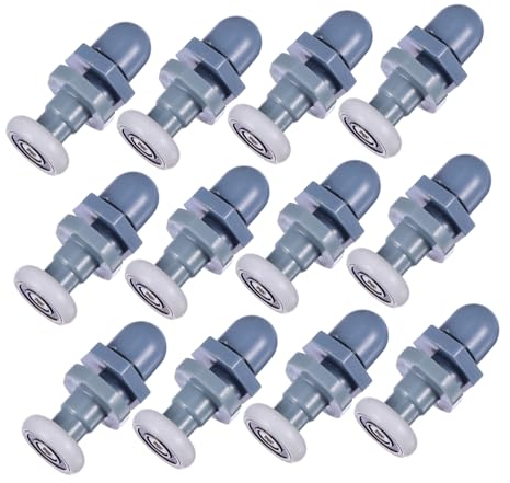 Angoily 12st Rolle Haken Für Duschvorhänge Vorhanghaken Schiebetür Vorhangrollhaken Glas Gleiten Haken Zum Aufhängen An Der Decke Badezimmer Ersatzteile Duschtürläufer Nylon Rad Glastür