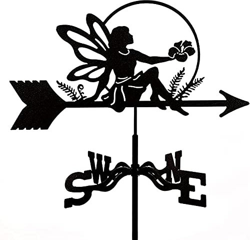 Girouette en métal avec âne fée elfe Matador ornement Matador - Outil de mesure professionnel - Indicateur de direction du vent - Toit de jardin
