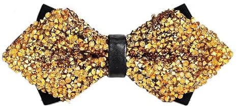 PINEPAN Strass-Fliege für Herren vorgebundene Fliege mit Diamantspitze Gold