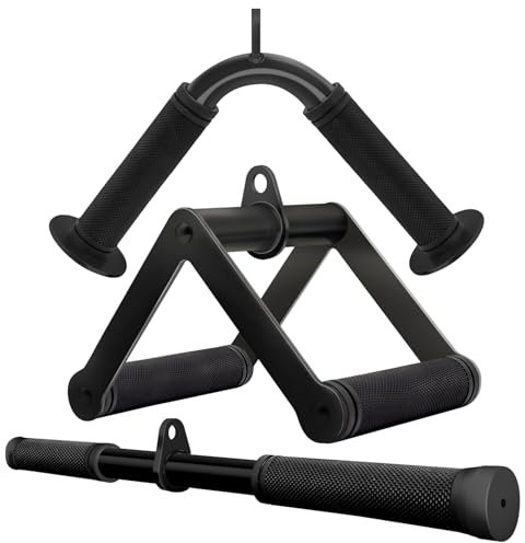 Howffite Gym Attachments for Cable Machine Set V Bar and Rotating Straight Bar and Double D Row Handle