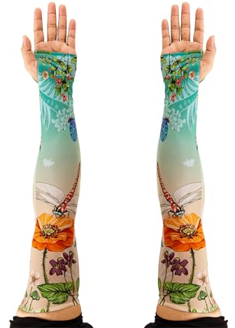 CFHOOAY Gartenarbeit Ärmel für Frauen Bauernhof Sonnenschutz Dornen Proof Kühlarm Ärmel zum Abdecken der Arme für Garten Sport (Floral#2)