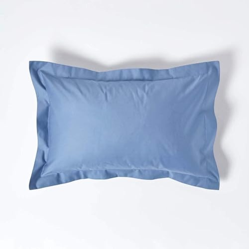 HOMESCAPES 1000 Thread Count Egyptian Cotton Blue Oxford Size Pillowcase Pack of 4