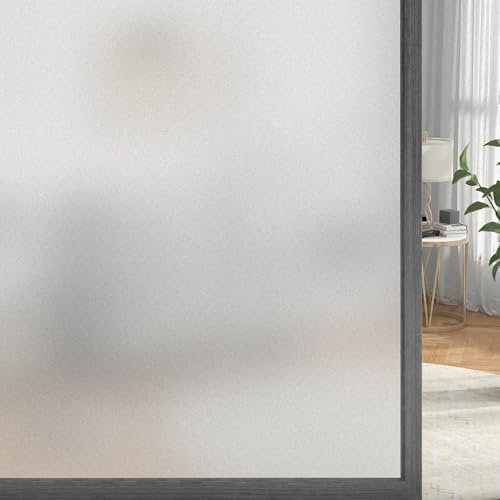 Samheito Window Film - 60 200 cm Frosted Privacy Film for Glass Windows, Static Cling, No Glue, Decorative Opaque, Self Adhesive, Anti UV for Office, Bathroom, Home