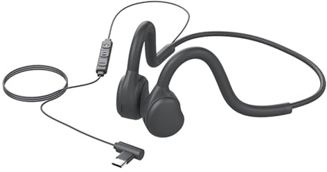 GZCRDZ Casque filaire de type C avec conduction osseuse et microphone intégré pour téléphones portables, ordinateurs et haut-parleurs