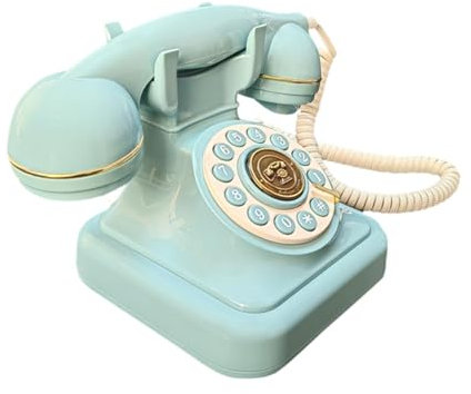 Oshhni Libro de visitas de Audio, teléfono de Boda, grabadora de teléfono Antiguo, Libro de visitas de Audio Decorativo, teléfono Fijo para reunión de Fiesta, Azul Blanco