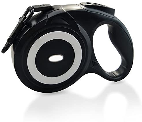 Einziehbare Hundeleine mit strapazierfähiger, ausziehbarer 8 m bis zu 80 kg für mittelgroße und große Haustiere, langlebig und stilvoll, Noir-Design