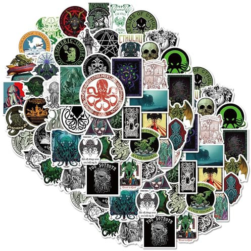 100 Stück Cthulhu-Aufkleber, Gothic Wasserfeste Vinyl Anime Sticker, Wasserfeste Anime-Aufkleber, Dunkle Stil Aufkleber, für Koffer, Laptop, Skateboard, Handy, Kühlschrank, Gepäck, 50 Stile