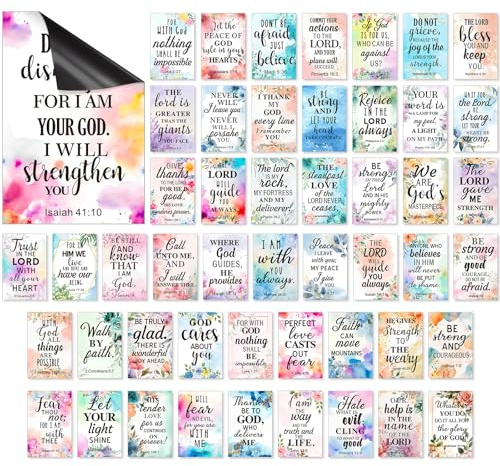 Blosssound 50 Pcs Inspirational Christian Magnets with Bible Verses Religious Refrigerator Magnet Motivational Quotes Fridge Scripture Positive Gifts for Home Office School Locker Decor(Floral)