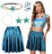 SANLIUSANJIU 7Pcs Frauen Meerjungfrau Kostüm Set, Fischschuppen Rock, Seestern Haarschmuck, 1 Paar Seestern Ohrringe, 2 Meerjungfrau Aufkleber, Perlenhalskette, für Karneval, Motto Party Kostüm