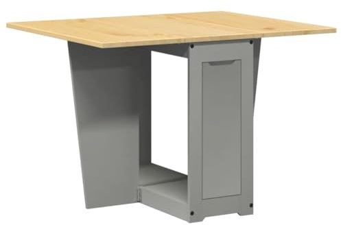 vidaXL Butterfly Esstisch, Küchentisch Ausziehbar Klappbar Pflegeleicht, Speisetisch für Esszimmer Küche, Esszimmertisch, Grau Massivholz Kiefer