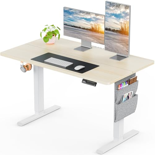 ErGear Höhenverstellbarer Schreibtisch 100x60cm, 80KG Tragkraft Mit Aufbewahrungstasche, Elektrisch Mit Memory Funktion Für Computerarbeitsplätze
