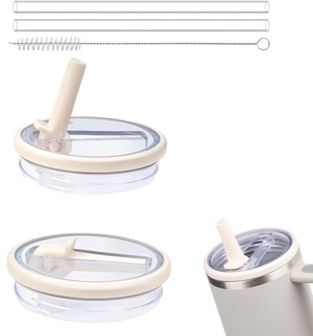 WENRENMK Tapas de repuesto Stanley - (Paquete de 2 tapas de repuesto para vasos de 40 oz + 2 pajitas + 1 cepillo de limpieza para pajitas) - Reutilizables - Tapas para vasos a prueba de fugas y polvo