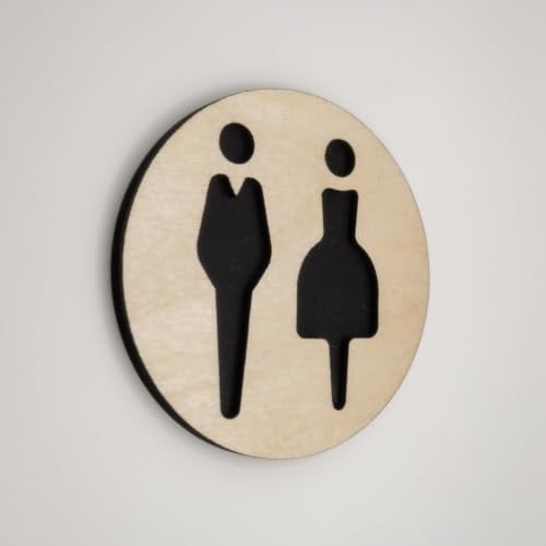 NOIR.DESIGN Cartello unisex per porta del WC, per cambio del bambino, accessibile ai disabili, di genere neutro, bagno, ufficio, hotel, pub, ristoranti, autoadesivo, 9,5 cm