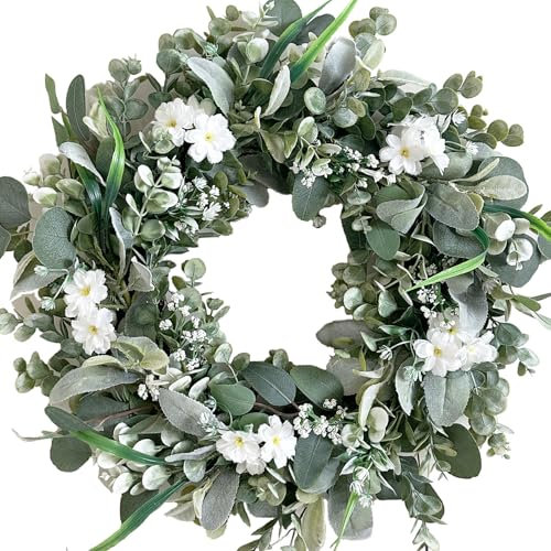 Egolot Buchsbaum-Blumenkranz für Haustür, Weiß