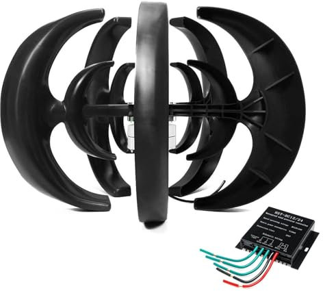 lwjunmm Kit Generatore Eolico 2000W 5 Pale Ad ASSE Verticale Turbina Eolica,Verticale Generatore Maglev,Turbina eolica Regolabile,per Solare Eolico,12v