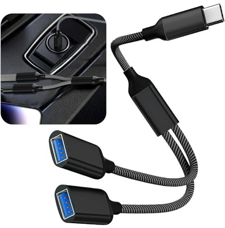 SopwMap Divisor Tipo C Y 2 USB Puertos, Adaptador Tipo C Macho a Doble USB Hembra, Cable Divisor, Cable de Extensión para Datos y Carga, Mini HUB Doble Compatible con Laptop