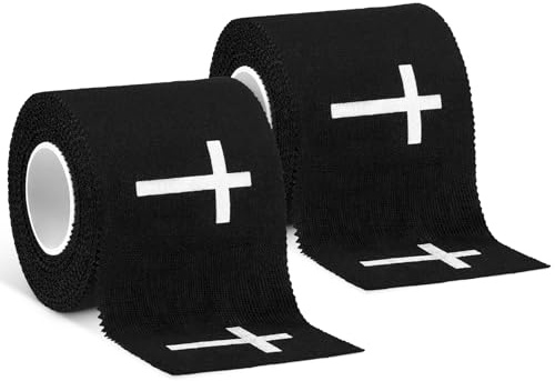 MiniInflat Kreuzband, christliches Sportband, 5,1 cm x 7 m, Jesus, Baumwolle, Handgelenkbandage für Fußball, Baseball, Gymnastik, Boxen, christliche Kirche, Geschenke (Schwarz, Kreuz), 2 Stück