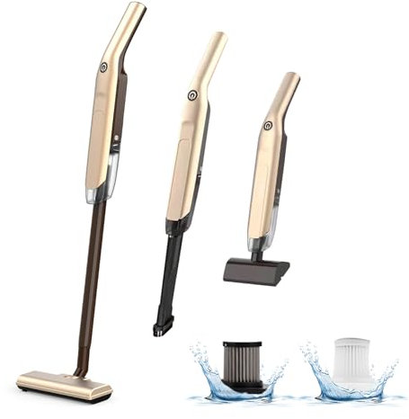 Aspirador escoba inalámbrica, aspirador escoba, potencia de 50 W, 3 en 1 a mano y vertical ligera, aspiradora inalámbrica, 10 kpa, duración de 60 minutos, para alfombras, suelos duros, cerdas de
