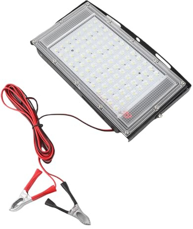 TOPINCN 12V DC Flutlicht 100W, IP66 wasserdicht mit Krokodilklemme | Starke 100W Beleuchtung, wetterfestes Gehäuse, einfache Montage, ideal für Camping und Pannenhelfer