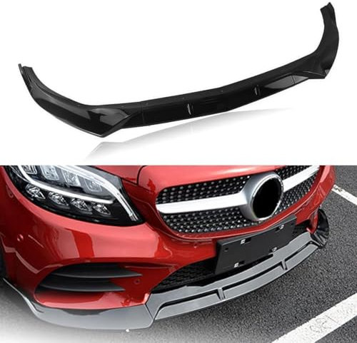CWMMS Auto Frontlippe Frontspoiler für Mercedes Benz C Class W205 2019-2020, ABS-Kunststoff, Schwarz