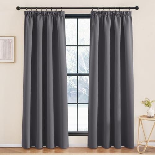 KGORGE Vorhänge Grau Wohnzimmer Verdunklungsvorhänge für Schienen Wohnzimmer Vorhang Thermo Wärmeisolierend 2er Set 200 x 140 cm(HxB) Gardinen Lichtundurchlässig
