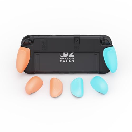 Savage Raven by Skull & Co. NeoGrip for Nintendo Switch 2: An Ergonomic Grip Hard Shell Handheld Case with Replaceable Grips [to fit All Hands Sizes] [No Carrying Case]- Neon Blue(L)+Neon Red(R)