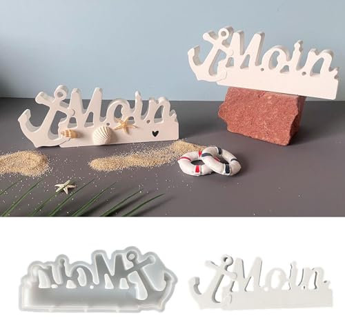 Silikonformen Gießformen Anker, Moin Silikonform Anker Gießformen Silikon Sommer Gießform Anker Moin Gipsformen zum Gießen Buchstaben Silikonform Sommer für Kerzen Gips (B)