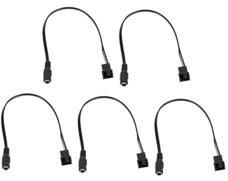 KOMBIUDA 5pcs Dc Power Pin Adapter Fan Adapter Cable Power Supply Converter for Computer Case Fan Cable