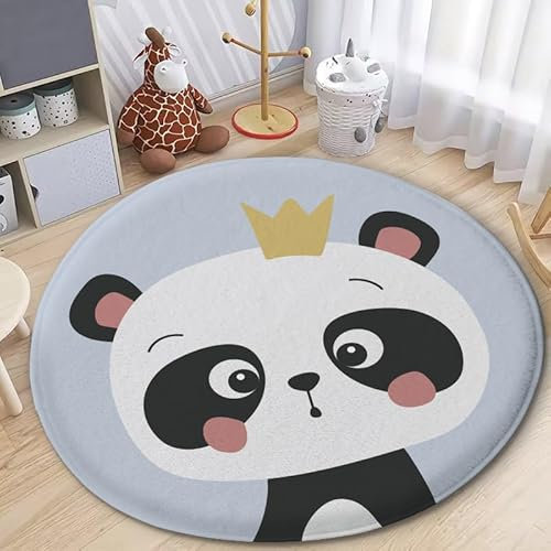 Outdoor Teppich Rund Grau Niedlich Panda Teppich Wohnzimmer Schlafzimmer Kinderzimmer Indoor Flauschiger Weich Anti Rutsch Dekoration Waschbare Teppiche Runde 40 cm