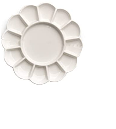 ApuaVireo&Co Palette de couleurs en céramique en forme de fleur de prunier, palette de peinture à l'huile for étudiants en art, mini acrylique en porcelaine facile à nettoyer, multifonction, 4 trésors