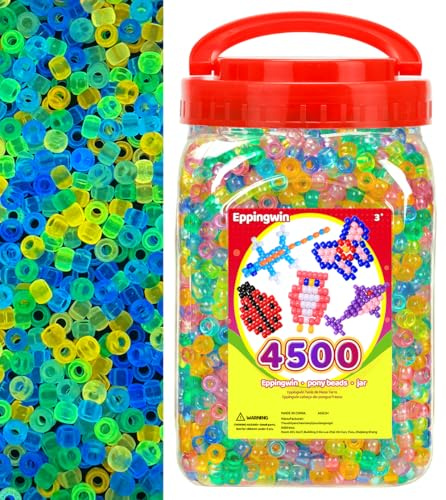 Eppingwin 4500pcs Wholesale Large Pony Beads (6x9 mm) Bucket, Easy Storage Kandi Bead Bulk for Halloween Christmas, Beads for Jewelry Making Crafts (Glow in The Dark)