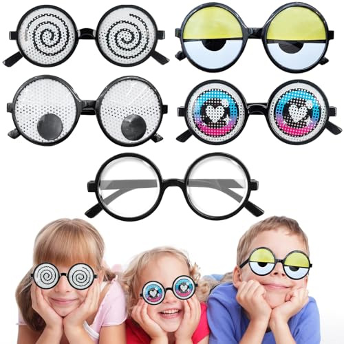 LUKIUP 5 Stück Lustige Brillen Wackelaugen Brille, Lustige Sonnenbrille, Partybrillen Für Foto-Requisiten, Kostümzubehör, Cosplay Und Erwachsene Kinder-Party