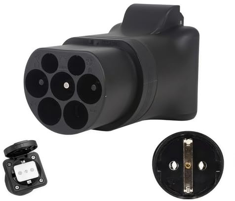 Adaptador tipo 2 a Schuko, 3500 W, 16 A, 220 V, tipo 2, adaptador de carga para bicicletas eléctricas, scooter, sillas de ruedas eléctricas, tipo 2, cargador de coche