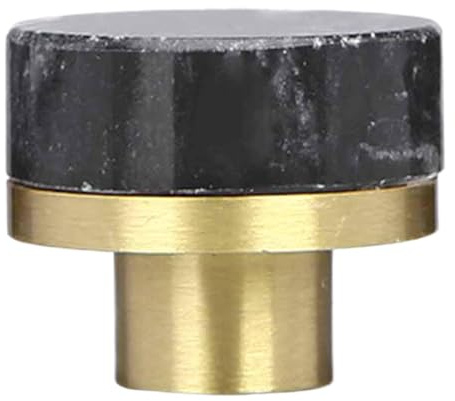 FLCPJGV Cabinet Knob Brass Marble Schrankgriff Möbelknauf Schubladengriff Türknauf Aus Robustem Messing Und Marmor für Küche Schlafzimmer Badezimmer Wohnzimme, Schwarz