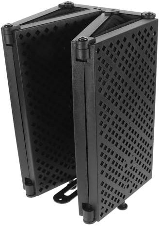 KITCHENKARATLY Mikrofon Isolation Shield Fünf türiger Faltbarer Schallschutz mit Schallabsorbierendem Pad Verstellbar für Studioaufnahmen und Tischmontage Langlebig und Kompakt für Mobiles