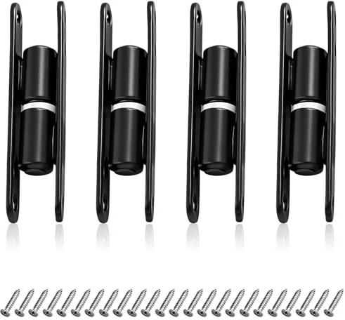 PARFCO 4 Paires Paumelles de Porte Noires, Charnière Porte en Fer Haute Résistance, Gond Porte avec 24 Vis, pour Porte, Placard et Fenêtre