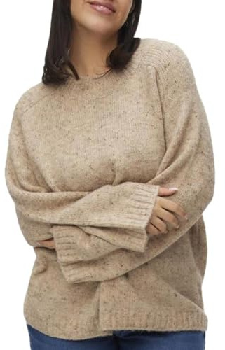 Vero Moda Damen Strickpullover, Beige, Curve Cingrid