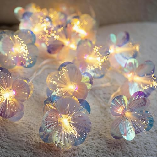 Lichterkette Blumen,3M 20 LED Blumen Lichterkette Batteriebetrieben,Glasfaser Blumen Lichterkette,Lichterketten Innen Außen,LED Blumengirlande für Hochzeit,Weihnachten,Garten,Partydekoration,Innen